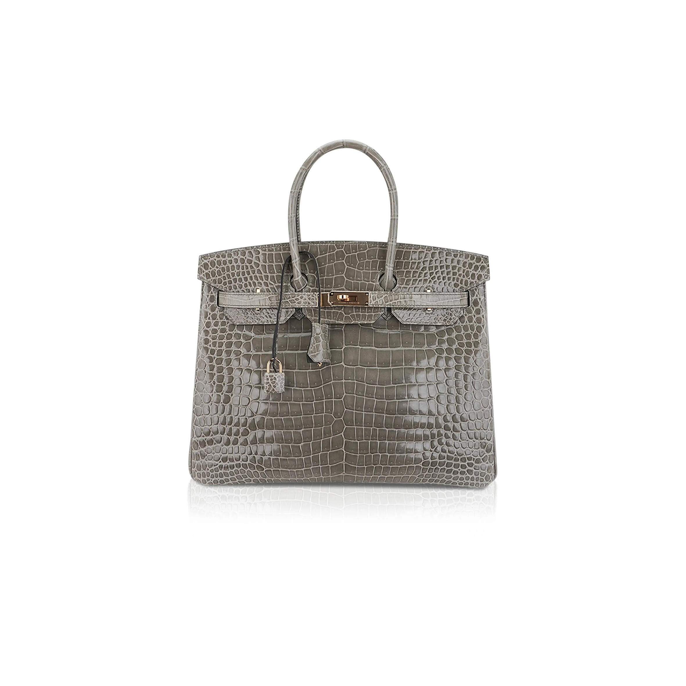 H**me5 master birkin 35 bag gris tourterelle porosus crocodile with gold hardware (35*25*18cm)